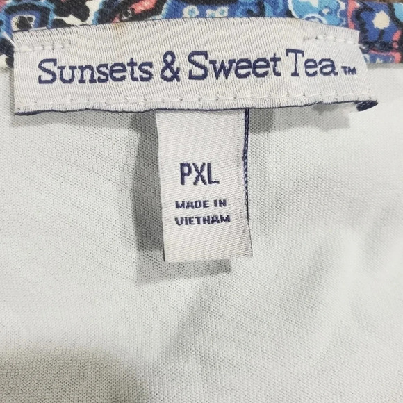 Sunsets & Sweet Tea Womans Size PXL Blue/pink Shift Dress. - Picture 8 of 9